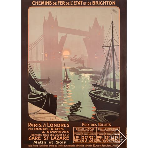 Affiche ancienne Chemins de Fer de l Etat et de Brighton R Péan 1911