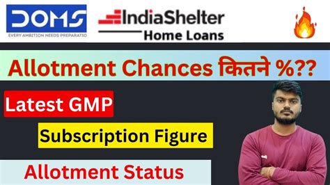 Doms Ipo Allotment Latest Gmp India Shelter Ipo Allotment Latest