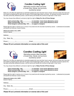Fillable Online Relay Acsevents Luminaria Form Per Page Vpgr