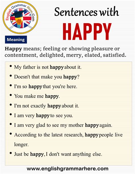 Sentences With Happy Meaning And Example Sentences English Grammar Here