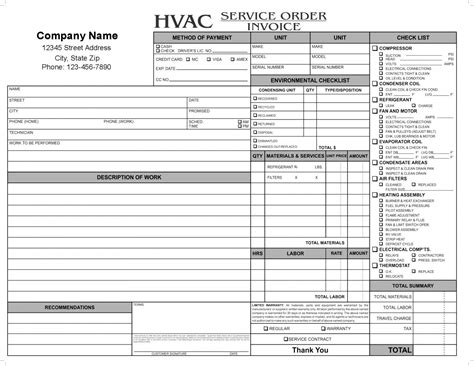 Printable Hvac Invoice Template Invoice Template Free 2016 Hvac Air