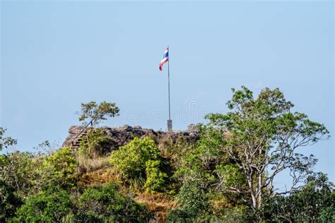 Flag on the Hill Landmark of Phu-Hin-Rong-Kla National Park Stock Image ...