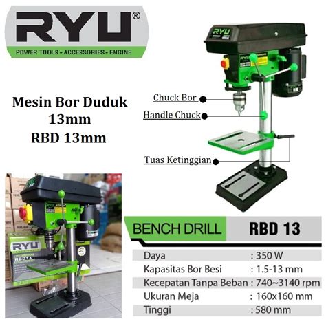 Jual RYU BENCH DRILL RBD 13 MESIN BOR DUDUK BENCH DRILL BOR DUDUK