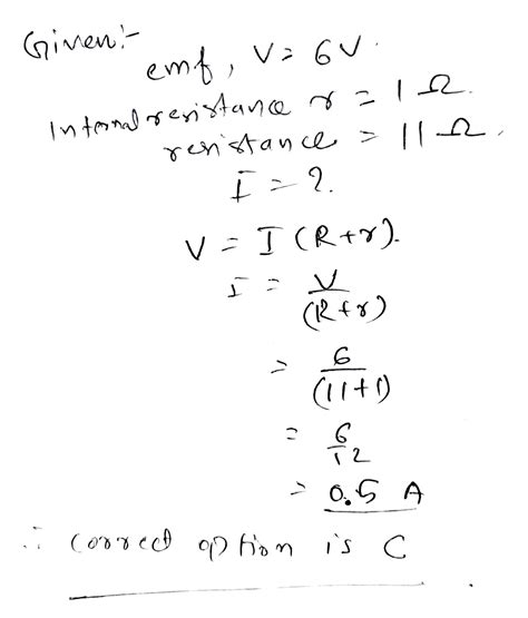 A Battery Of Emf 6v And Internal Resistance 1 Ω Is Connected To A