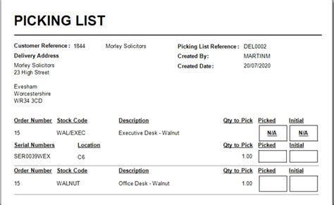 Print Picking List - CIM Software