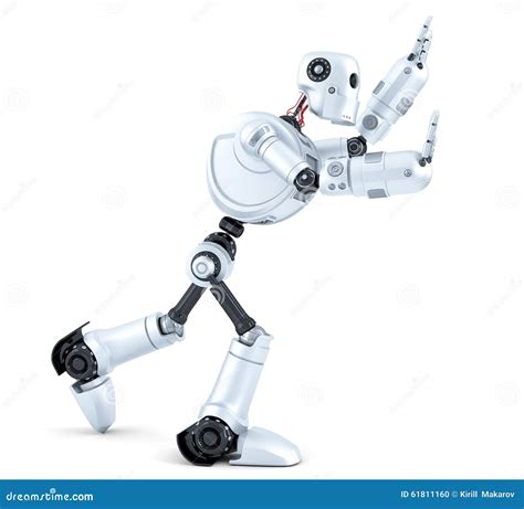 3d Robot Pushing An Invisible Object. Isolated. Contains Clipping Path ...