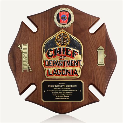 14 X 14 Genuine Walnut Firefighter Maltese Shield Plaque Engraving