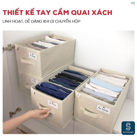 Hộp vải đựng quần áo chia 11 ngăn đựng đồ đa năng SETHOME áo thun quần