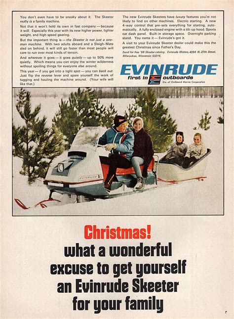 Evinrude Skeeter Snowmobile Original Color Print Ad Ebay