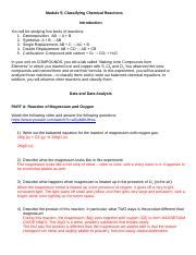 Module Classifying Chemical Reactions Docx Module Classifying