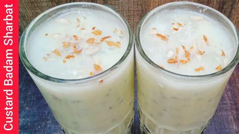 Almond Milk Easy Chilled Custard Milkshake Custard Badam Sharbat Recipe By Kk Cooks And