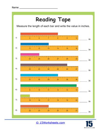 Reading Tape Measures Worksheets - 15 Worksheets.com