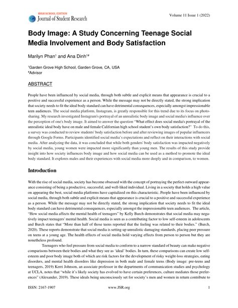 PDF Body Image A Study Concerning Teenage Social Media Involvement