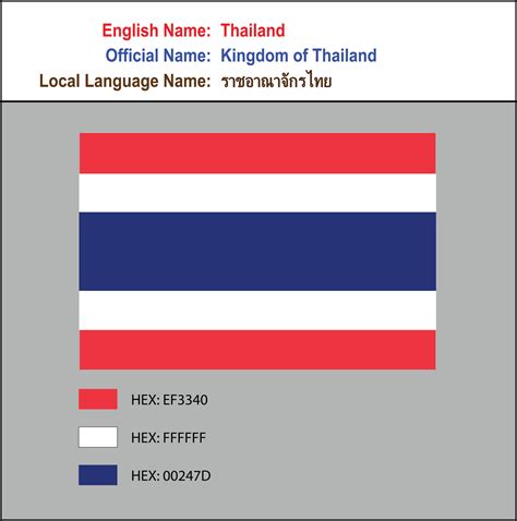 flag of Thailand with HEX codes 35980956 Vector Art at Vecteezy