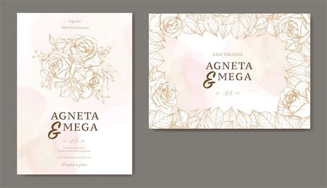 Plantilla De Invitaci N De Boda Hermosa L Nea Arte Vector Gratis