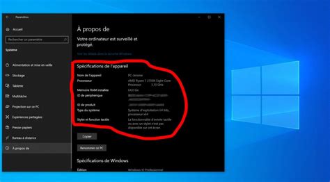 Windows 10 comment connaitre les spécifications de son PC GinjFo