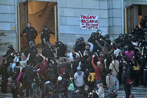 Protesters on ledge at UC Berkeley come down 