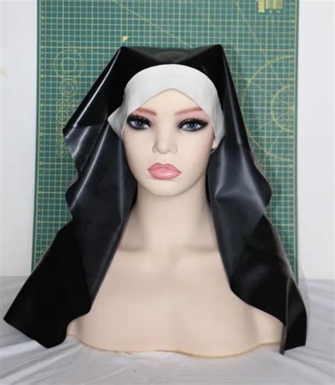 New Nuns Veil Habit Black White Rubber Latex Fetish Doll Uk Nun