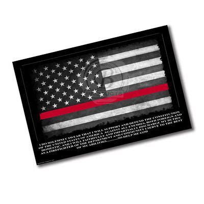 Thin Red Line American Flag Firefighter Fireman Oath Police Sheriff ...