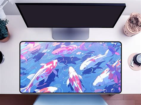 Lofi Anime Desk Mat Lo Fi Vaporwave Desk Mat Koi Desk Mat Koi Fish