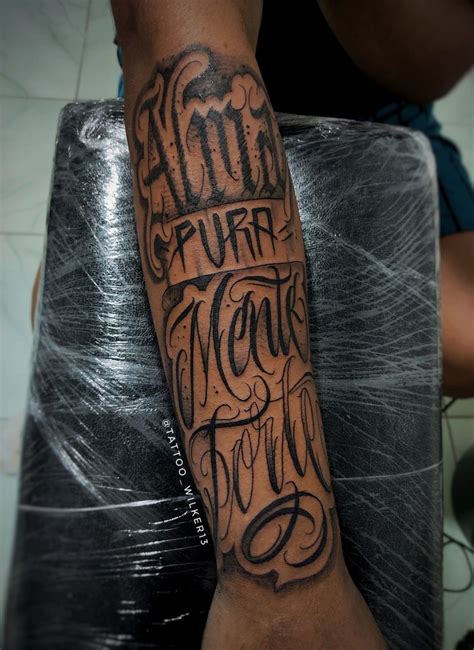 Alma Pura Mente Forte Tattoo Lettering Tattos Hand Tattoos