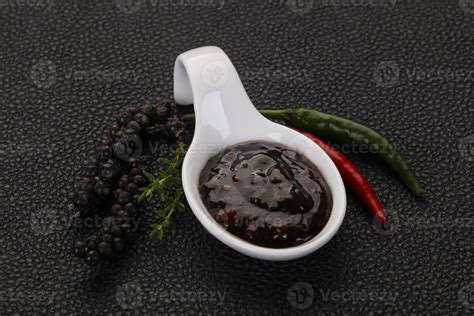 Black pepper sauce for meat 7857865 Stock Photo at Vecteezy