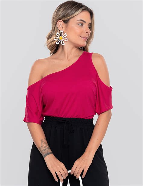 Blusa Ombro Assim Trico Rosa Pink Perfit