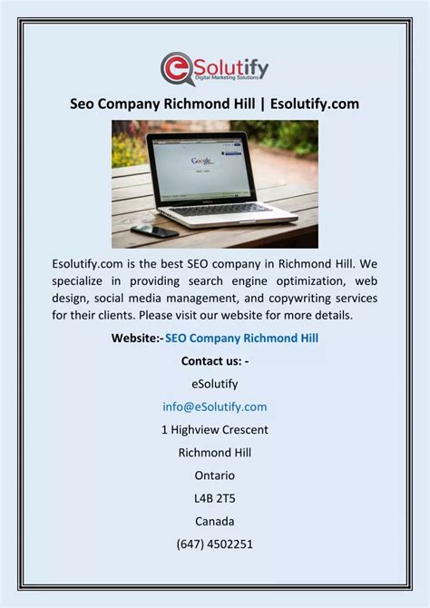 Ppt Seo Company Richmond Hill Esolutify Powerpoint Presentation