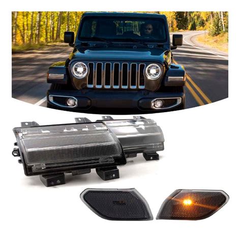 Set Direccionales Led Drl Cuartos Jeep Wrangler Jl Humo Sunny Light