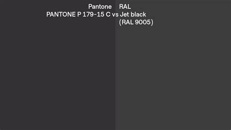 Pantone P 179 15 C Vs Ral Jet Black Ral 9005 Side By Side Comparison