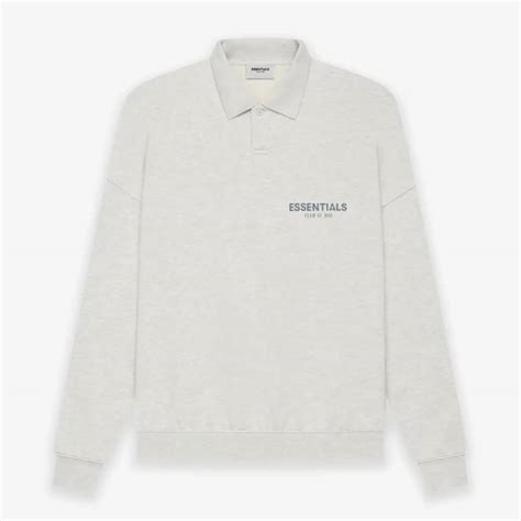 Fear Of God Essentials Long Sleeve Polo Sweatshirt Gray Essentials Clothing