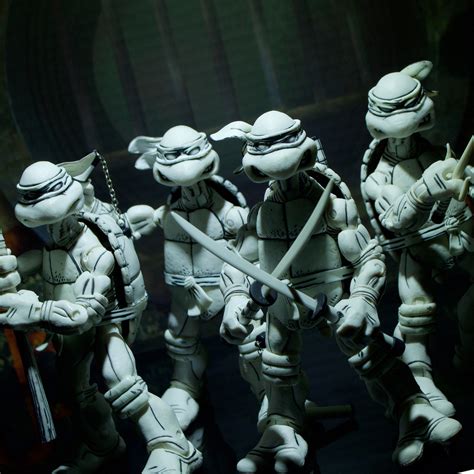 Neca Tmnt Mirage Black And White Figures Retro Review