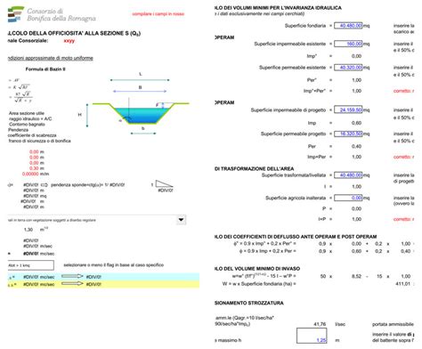 Fogli Di Calcolo Calcoli Idraulici Per Ponti E Calcolo Invarianza