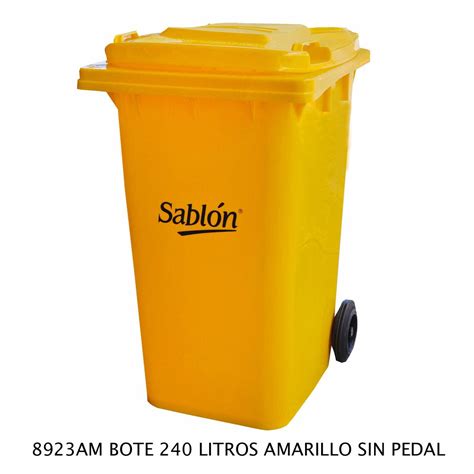 Contenedor De Basura De 240 Litros Sin Pedal Color Amarillo Modelo