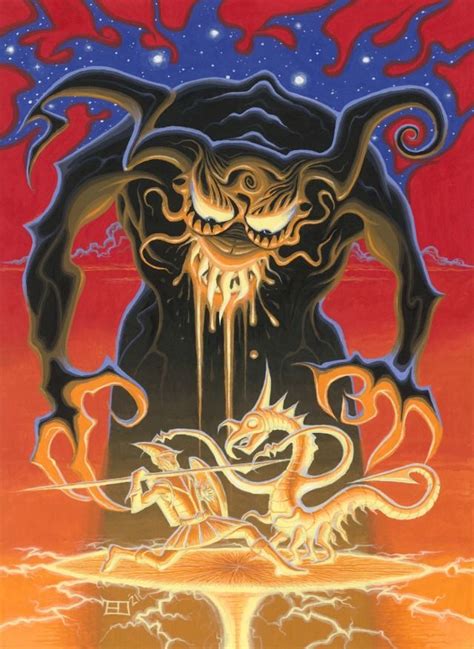 An Image Of A Demon With Two Cats On It