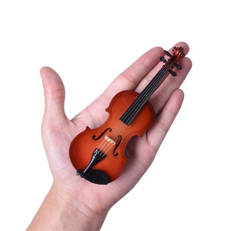 Mini Violin With Support Miniature Wooden Musical Instruments