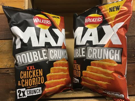 4x Walkers Max Double Crunch Xxl Chicken And Chorizo Share Bags 4x140g