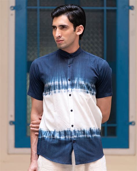 Buy Men's Blue & White Tie & Dye Shirt Online at Bewakoof