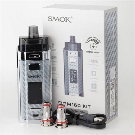 Smok Rpm 160 Kit Silver Carbon Fibre Vape Vibes