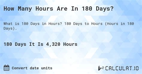 180 Horas É Quantos Dias - How Many Hours Are In 180 Days? - Calculatio