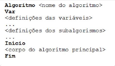 Sintaxe De Uma Algoritmo Com Subalgoritmos Do Pseudocódigo Download