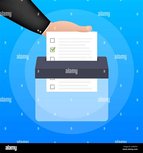 La Mano Pone El Boletín De Votación En La Casilla De Votación Concepto