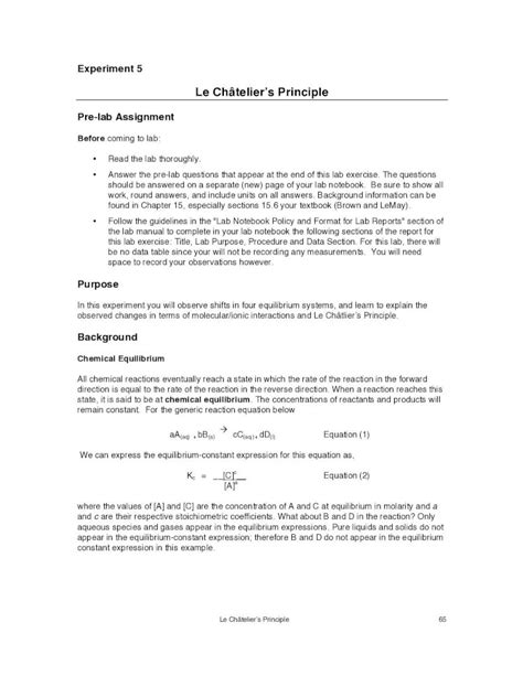 PDF Le Châteliers Principle Châteliers Principle 65 Experiment 5