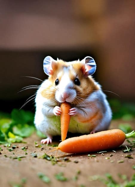 Premium AI Image | hamster eating carrot