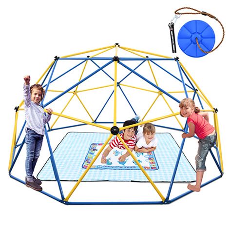 Jugader 10 FT Climbing Dome With Water Doodle Mat Picnic Mat And Swing