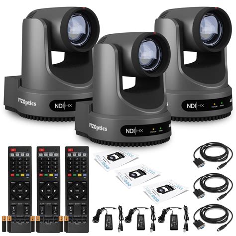 3 x PTZOptics Move 4K SDI/HDMI/USB/IP PTZ Camera with 20x Optical Zoom ...