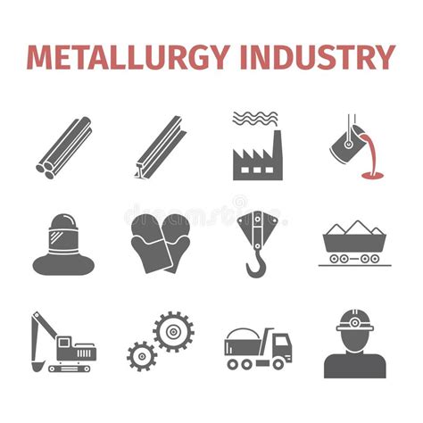 Metallurgy Vector Isolated Flat Icons Set Stock Vector Illustration