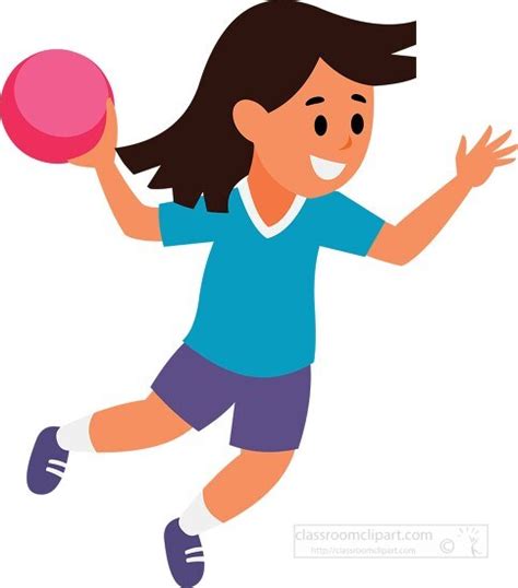 Girl Prepares To Throw Pink Ball While Playing Handball Clipart