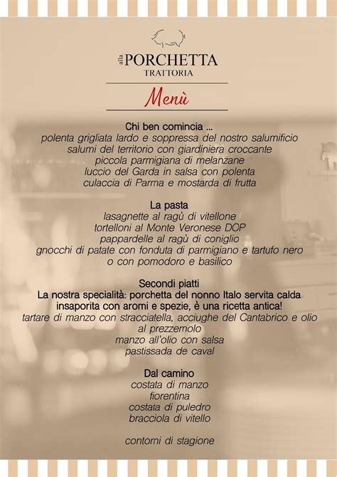 Menu Da Trattoria Alla Porchetta Ristorante Negrar