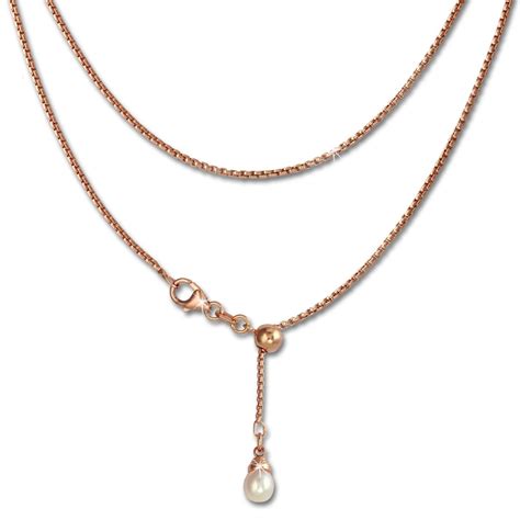 Silberdream Collier Kette Perle Rose Vergoldet Er Silber Cm Sdk E